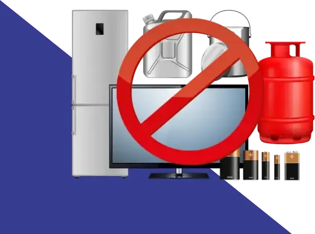 Items that cannot go in a skip: fridges, televisions, batteries, gas bottles and oil containers
